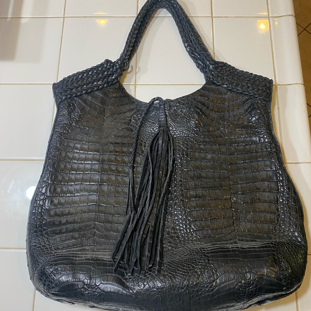 parker ochs crocodile tassel tote
